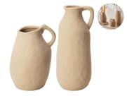 Conjunto 2 Vasos Decorativos Artesanais Orgânicos Em Cerâmica