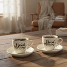 Conjunto 2 Xícaras Chá Café Cerâmica Good Day 180ml Branca
