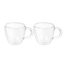 Conjunto 2 Xicaras com Alça Vidro Duplo 90ml Cafe Cha