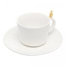 Conjunto 2 Xicaras de Chá de Cerâmica Colibri com Pires Branco 170ml wolff