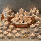 Conjunto 200 Mini Velas Rechaud De Parafina Com Base Protetora De Alumínio Para Bules E Fondues -