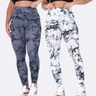Conjunto 2x Calça Legging Academia M ao GG Moda Fitness Cintura Alta Confortavel Levanta Bumbum Marm