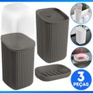 Conjunto 3 Acessórios De Banheiro Kit Completo Porta Escova De Dente Saboneteira Porta Algodão