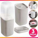 Conjunto 3 Acessórios De Banheiro kit Completo Porta Escova De Dente Saboneteira Porta Algodão Conjunto 3 Acessórios De Banheiro kit Completo Porta Escova De Dente Saboneteira Porta Algodão