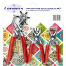 Conjunto 3 Alicates para Furar e Aplicar Ilhós e Botão Metal Conjunto 3 Alicates para Furar e Aplicar Ilhós e Botão Metal