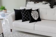 Conjunto 3 Almofadas 50x50 Veludo Estampa Folha Preta E Branca Conjunto 3 Almofadas 50x50 Veludo Estampa Folha Preta E Branca
