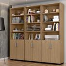 Conjunto 3 Armários Escritório Estante Livreiro Office Semi Aberto 6 Portas Freijó 181,5x188x34cm