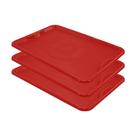 Conjunto 3 Bandejas Plásticas Self-service Refeição 48 X 32,5 X 2 Br-100 Vermelha - Della Plast