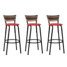 Conjunto 3 Banqueta Alta Estrutura Preta Encosto Junco Cappuccino 70cm Itagold