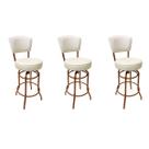 Conjunto 3 Banquetas Alta Bar Giratória com Encosto cor Cobre Assento cor off white grosso Confortável Conjunto 3 Banquetas Alta Bar Giratória com Encosto cor Cobre Assento cor off white grosso Confortável