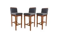 Conjunto 3 Banquetas Alta em Madeira Maciça Libéria