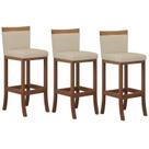 Conjunto 3 Banquetas Alta em Madeira Maciça Paris