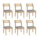 Conjunto 3 Banquetas Lagum Jequitibá Terra Assento Linho Cinza Premium Palha Sextavada