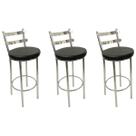 Conjunto 3 Banquetas Rafaela - Redonda Altura 65cm para Bar e Cozinha Cromada com Assento Confortável cor Preto
