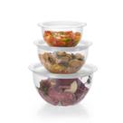 Conjunto 3 Bowl Acrílico C/ Tampa Hermético 1,1 / 2,2 / 4 L