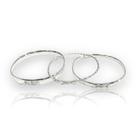 Conjunto 3 Bracelete Pulseira Grossa Rígido Prata