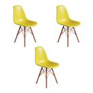 Conjunto 3 Cadeiras Eames Estilo Moderno em Ferro Cobre com Assento Amarelo Conjunto 3 Cadeiras Eames Estilo Moderno em Ferro Cobre com Assento Amarelo