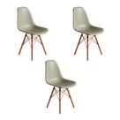 Conjunto 3 Cadeiras Eames Estilo Moderno em Ferro Cobre com Assento Fendi
