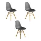 Conjunto 3 Cadeiras Eames Estilo Moderno em Ferro Dourado com Assento Cinza