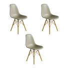 Conjunto 3 Cadeiras Eames Estilo Moderno em Ferro Dourado com Assento Fendi