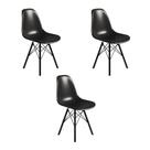 Conjunto 3 Cadeiras Eames Tubo Ferro Preto Assento Preto