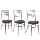 Conjunto 3 Cadeiras Fil Cati 3600 Estofada Tubo Cromada material sintético 90x42x42cm