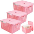 Conjunto 3 Caixas Organizadora Cesto Tampa 17L Resistente Conjunto 3 Caixas Organizadora Cesto Tampa 17L Resistente