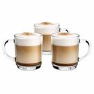Conjunto 3 Canecas Vidro para Café, Chá, Cappuccino e Chocolate 250ml Jogo 3 xicaras de vidro para café da manhã com Alça Ergonômica