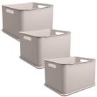 Conjunto 3 Cestas Organizadoras Com Tampa 23,9L Empilhável