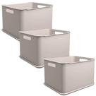 Conjunto 3 Cestas Organizadoras Com Tampa 23,9L Empilhável Fit Ultra Coza Light Plástico