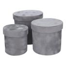 Conjunto 3 Cestos Decorativos em Veludo Cinza QL0056 BTC