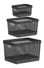 Conjunto 3 Cestos Organizadores Grid Martiplast 20L, 8L e 2,5L Plástico Reciclado, Empilháveis e Sustentáveis