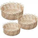 Conjunto 3 Cestos Redondos de Fibra Natural Flor Palm