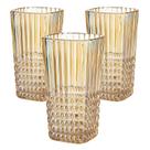 Conjunto 3 Copos de Vidro Longo Âmbar Perolado 400ml