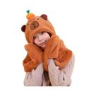 Conjunto 3 Em 1 De Gorro, Cachecol E Luvas De Pelúcia Super Macio E Quente De Capivara Para Meninos