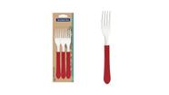 Conjunto 3 Garfos Leme Vermelho Tramontina Aço Inox