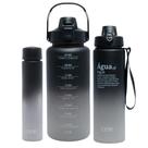 Conjunto 3 Garrafas Squeeze de Policarbonato Degradê Preto Lyor