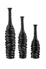 Conjunto 3 Garrafas Vasos Decorativos Enfeite Ondas Preto