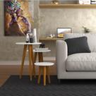Conjunto 3 Mesas Laterais Pés Palito Em Madeira 4203 Sala Branco Conjunto 3 Mesas Laterais Pés Palito Em Madeira 4203 Sala Branco