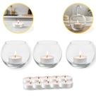 Conjunto 3 Mini Vaso Castiçal De Vidro Redondo Com 10 Velas