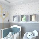 Conjunto 3 Nichos para Quarto Infantil Bramov Móveis Cinza Cristal