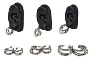 Conjunto 3 Pares De Brinco Argola Tripla Banhada A Prata
