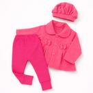 Conjunto 3 pçs com Casaco Bebê Menina Inverno, Calça e Boina Elegante Conjunto 3 pçs com Casaco Bebê Menina Inverno, Calça e Boina Elegante