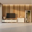 Conjunto 3 Peças 1 Rack 210cm, Estante e Armário Madeira Maciça Ananda CabeCasa MadeiraOriginals