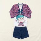 Conjunto 3 peças casaco blusa e short menina malwee - tamanho 04 - algodão -