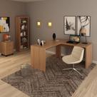 Conjunto 3 Peças com 1 Mesa em L 1 Estante 1 Gaveteiro Espresso Móveis