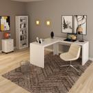 Conjunto 3 Peças com 1 Mesa em L 1 Estante 1 Gaveteiro Espresso Móveis