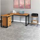 Conjunto 3 Peças com Escrivaninha em L 100% Mdf, Gaveteiro 3 Gavetas e Mesa Auxiliar Industrial Freijó Preto Conjunto 3 Peças com Escrivaninha em L 100% Mdf, Gaveteiro 3 Gavetas e Mesa Auxiliar Industrial Freijó Preto
