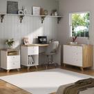 Conjunto 3 Peças com Escrivaninha Sky, Armário Baixo e Gaveteiro Day Olmo Branco