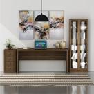 Conjunto 3 Peças com Mesa para Escritório, Armário 2 Portas e Gaveteiro 4 Gavetas carvalho fosco
